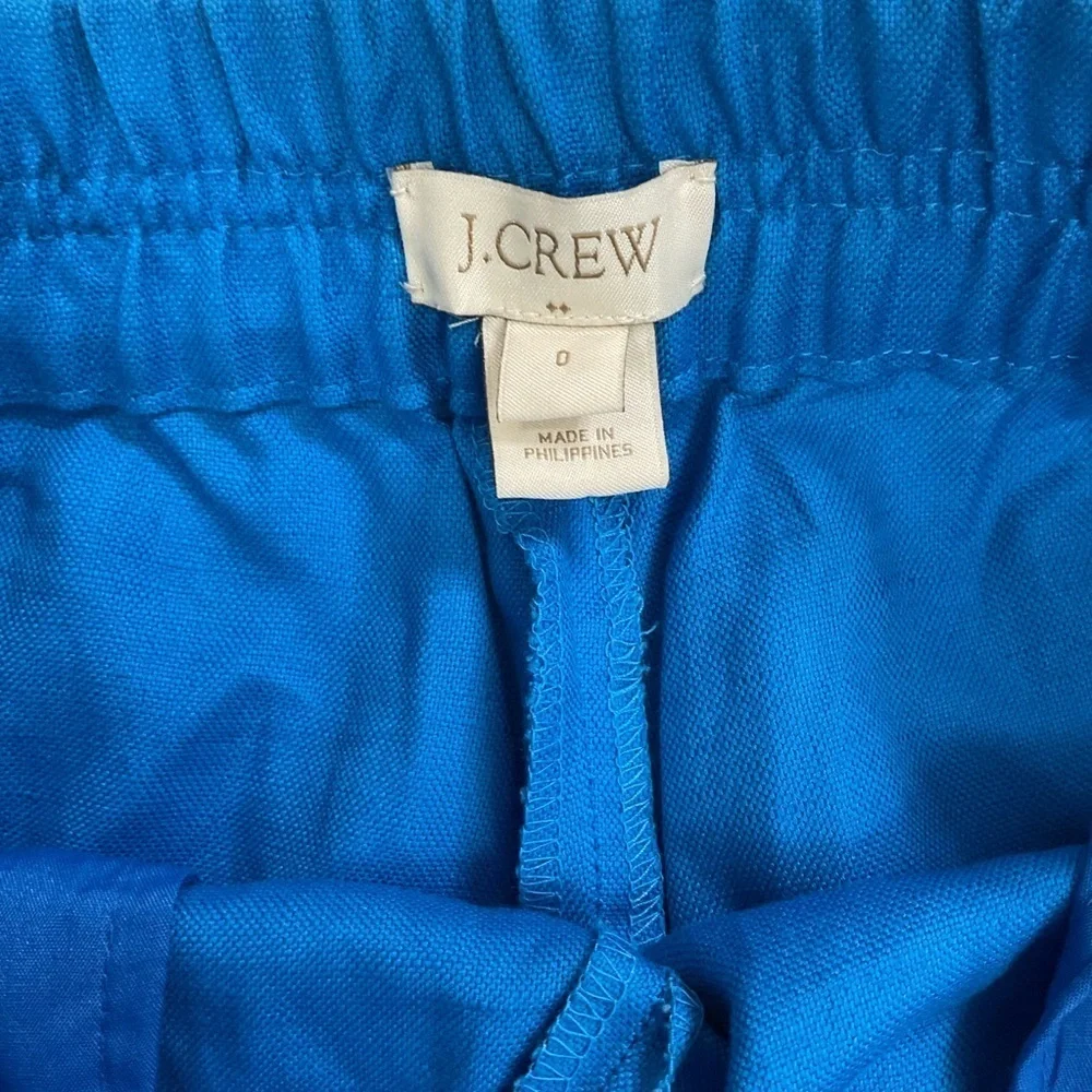 J. Crew Blue Linen Cotton Shorts Pull On Pockets Size 0